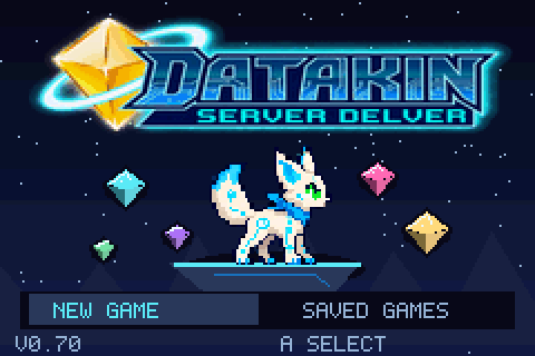 Original Datakin: Server Delver gameplay showcase, beginning on the title screen